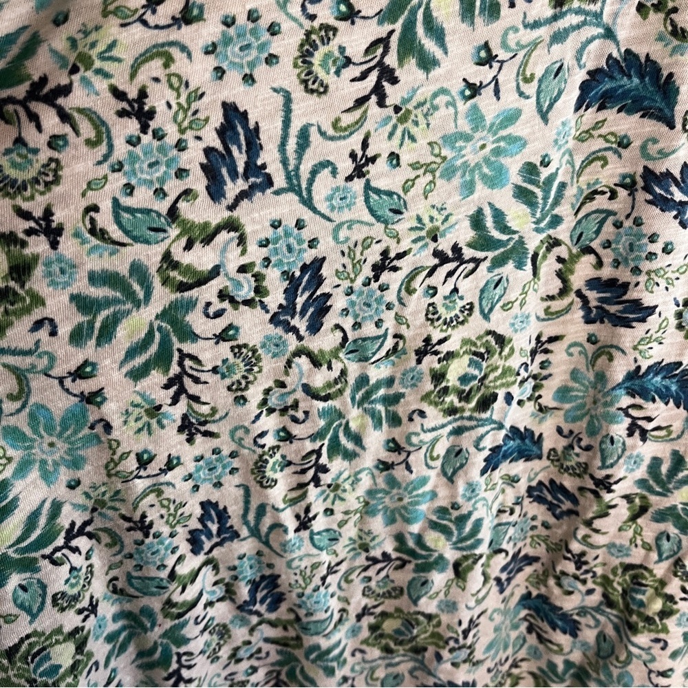 Torrid Cotton Modal Ditsy Floral Jersey Smocked Mock Neck Flowy Top - Picture 3 of 7